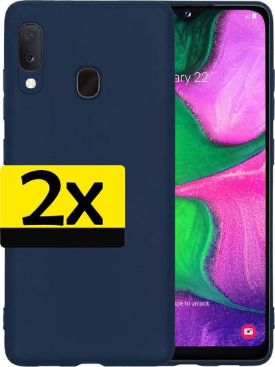 Hoesje - 2 Stuks - Geschikt voor Samsung Galaxy A20e - Sterk & Shockproof - Case Siliconen - Back Cover - Telefoon Hoes - Telefoonhoesjes - Donkerblauw
