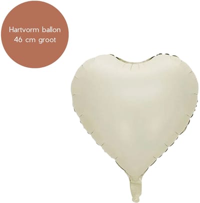 Fienosa Hartballon - Helium Ballon - Liefdes ballon - Hart ballon - Verjaardag Ballon - Verjaardag versiering - Hartvorm - ivory off White kleur - 46 cm groot - Valentijn - Hartjes en liefde