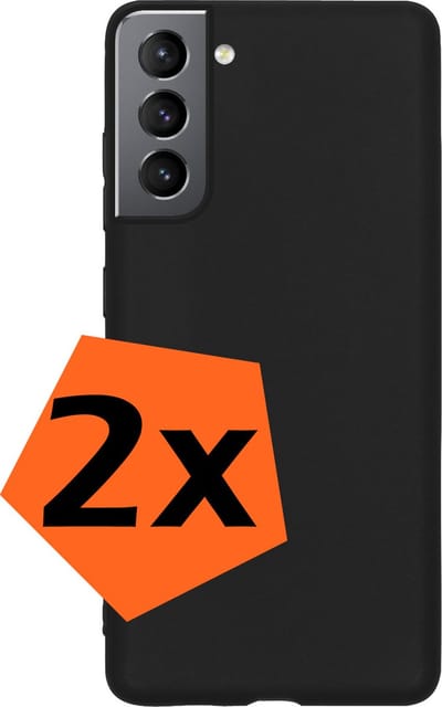 Hoes - 2 Stuks - Geschikt voor Samsung Galaxy S21 FE - Sterk & Shockproof - Case Siliconen - Back Cover - Telefoon Hoes - Zwart