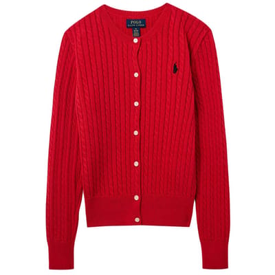 Polo Ralph Lauren Trui Ss23 Effen Kleur Logo Borduurwerk Enkelrijig Lange Mouw Gebreid Kinder truien Rood 312543047-039 L red