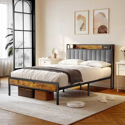 Bealife BF26 Bedframe - 200 x 140 cm - met Opslaghoofdsteun - Licht Grijs