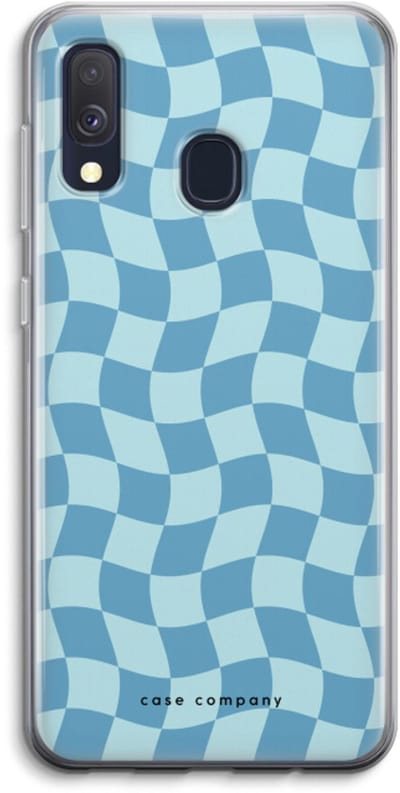 Case Company® - Hoesje geschikt voor Samsung Galaxy A40 hoesje - Grid Blauw - Soft Cover Telefoonhoesje - Bescherming aan alle Kanten en Schermrand