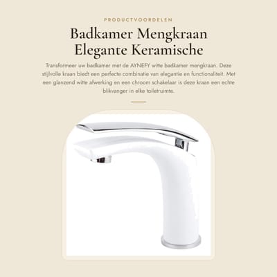 Dailygoods - Badkamer Mengkraan - Elegante Keramische Ontwerp - Warm en Koud Water - Luxe Design - Hoogwaardige Kwaliteit - Geschikt voor Badkamer - Wit