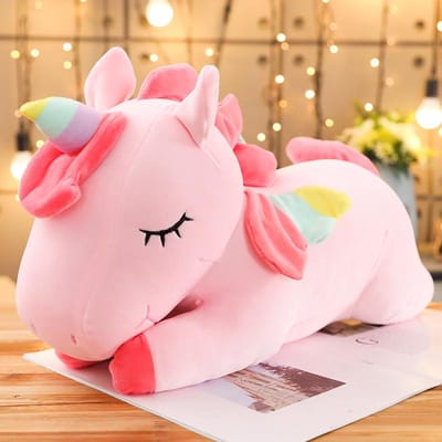 Reusachtig Eenhoorn Knuffeldier Zachte Knuffel Eenhoorn Zachte Poppen Dier Paard Speelgoed voor Kinderen Meisje Kussen Verjaardagscadeaus 25CM roze