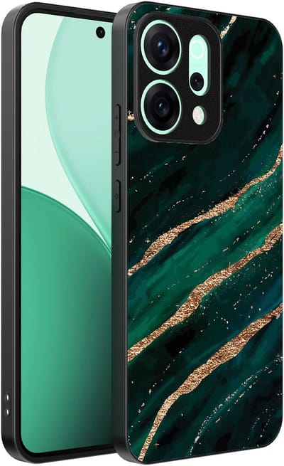 Geschikt voor Oppo Reno 14 Telefoonhoesje met marmer opdruk - TPU backcover case marble design - Groen Goud - Smartphonica geschikt voor Oppo Reno 14