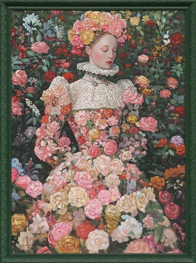 Schilderij met lijst bloemenmeisje 70x90cm