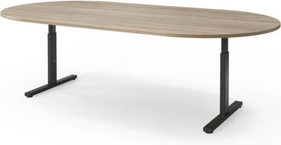 T-poot ovale vergadertafel Quick 240x120cm bladkleur Ahorn framekleur Aluminium (RAL9006)
