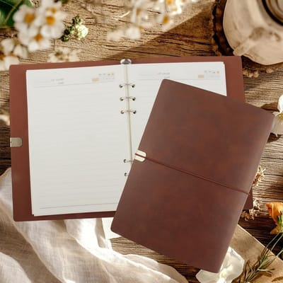 Leren notitieboek A5, navulbaar bruin, perfect voor plannen, reisdagboeken en schetsen, 23 x 17 cm, ideaal voor creatief schrijven en notities