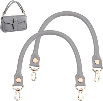 2 Stuks 40cm Korte Handtasriem van Leer in Lichtgrijs, Vervangende Handtas Handvatten voor Vrouwen, DIY Handtas en Onderarmtassen