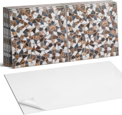 Coloray Plaktegels - Mozaïek met verschillende vormen Wandtegel Zelfklevend - 60 cm x 30 cm - Bruin Plaktegels - 6 stuks - Rechthoek PVC Tegels - Plaktegels Keuken - Zelfklevende Vloertegels Badkamer - Vinyltegels Vloer Zelfklevend - Portugese Tegels