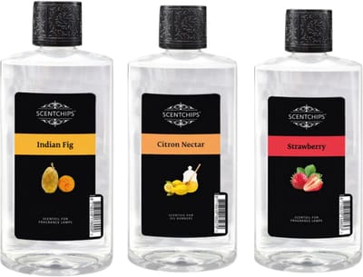 Scentchips Now or Never - Indian Fig + Citron Nectar + Strawberry - Geurolie Voor Oliebrander Set van 3 - Parfum Olie - Geurolie Voor Lampenolie - Geurlamp Olie - 475ml x 3