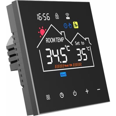 Slimme Thermostaat voor Vloerverwarming WiFi AC-thermostaat met APP-bediening LED Digitaal Touch 3A water heating zwart