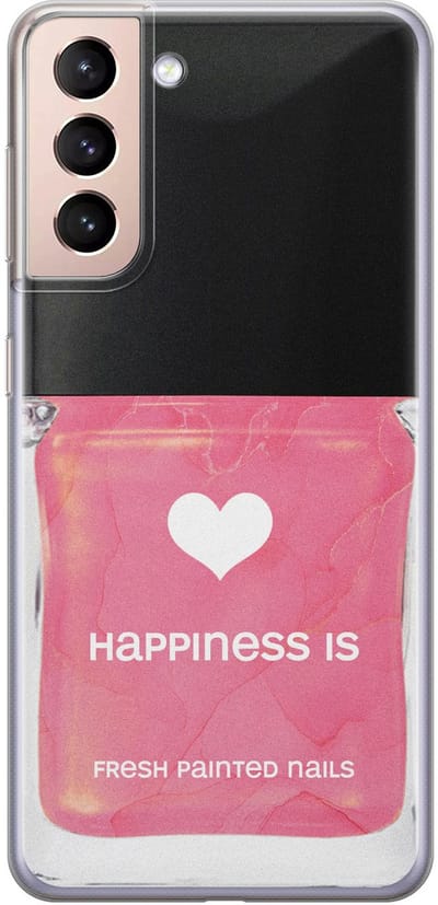 Leuke Telefoonhoesjes - Hoesje geschikt voor Samsung Galaxy S21 Plus - Nagellak - Soft case - TPU - Print / Illustratie - Roze