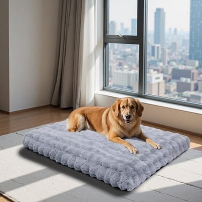 BingoPaw XXXL hondenmand voor grote honden, wasbaar, 130x110x12 cm, zacht hondenkussen, waterdichte hondenmatras, afneembaar pluche huisdierenbed, supergroot voor 2 middelgrote honden, grijs