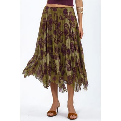 Hoge Taille Paisley Chiffon Maxi Rok