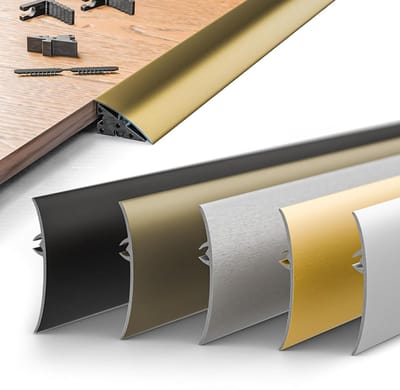 DQ-PP Aluminium overgangsprofiel, 5-in-1, zwart, 37 mm, 93 cm, deurlijst, voor vloeren, laminaat, vinyl, windbescherming, 0,93 m overgangslijst