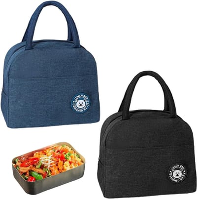 Thijox - 2 Stuks Geïsoleerde Lunchtas met Folievoering, Herbruikbare Opvouwbare Lunchbox, Mini-Koeltas voor School, Kantoor, Picknick en Reizen - Blau