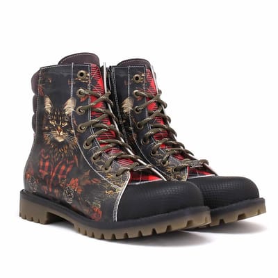 GOBY – Lumberjack Cat Dames Boots – Handmade en Vegan – Stoer en Artistiek – Maat 35
