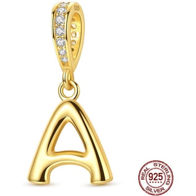 Nieuw Binnen Echte Charm Koper 26 Gouden Letters A-Z Charms Kralen Past op 3 Mm Echte Armbanden Voor Dames Doe-Het-Zelf Mode Sieraden Cadeaus