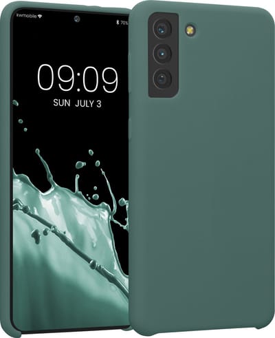 kwmobile telefoonhoesje geschikt voor Samsung Galaxy S21 Plus - Hoesje met siliconen coating - Smartphone case in mosgroen