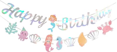 Zeemeermin Versiering Mermaid Feestartikelen Happy Birthday Slinger Kinderfeestje Slingers Verjaardag Versiering