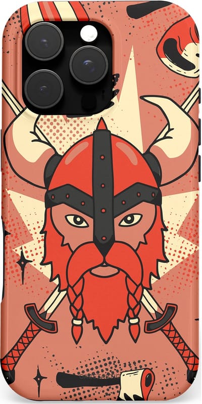 Casetastic hoesje geschikt voor Apple iPhone 16 Pro - MagSafe - Dubbellaagse bescherming - Gehoornde Strijder - Fashion Case - Koraal Terracotta Taupe Donkergrijs