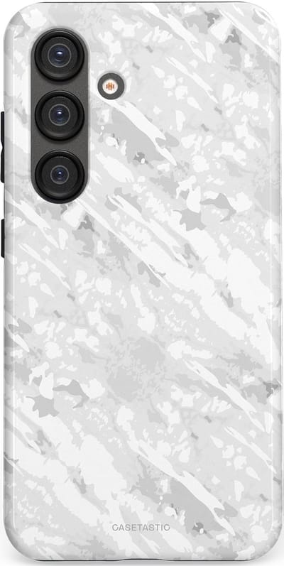 Casetastic hoesje geschikt voor Samsung Galaxy S25 - Dubbellaagse bescherming - Winterse Camouflage - Fashion Case - Lichtgrijs Wit