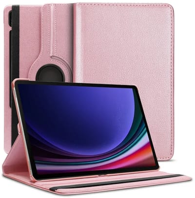 Draaibaar Hoesje - Rotation Tabletcase - Multi stand Case Geschikt voor: Samsung Galaxy Tab S9 FE+ Plus (SM-X810/SM-X816B/SM-X818U) & Tab S9 Plus (SM-X610/SM-X616) 12.4 inch 2023 en Galaxy Tab S10 Plus - Rosegoud