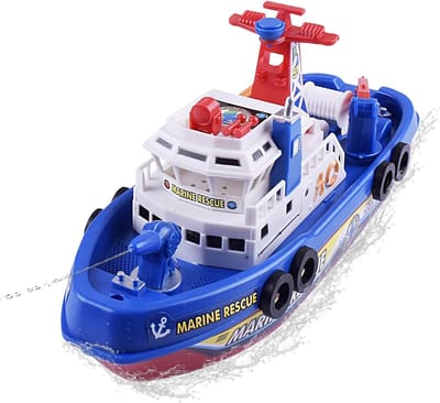 Brandweerboot Speelgoed - Watersproeier Boot - Waterpret Spelen - Waterdicht Sproeiend - 26 x 10 x 14 cm
