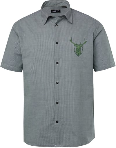 Men Plus - Heren - Klederdracht overhemd korte mouwen vichyruiten kentkraag - Donkergroen - Maat 3XL
