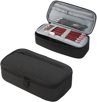 Dailygoods- Pennenetui groot - 2-vaks - Oxford-stof - Draagbaar etui - Geschikt voor schoolspullen - Afmetingen 230x110x25 mm - Pennenzak
