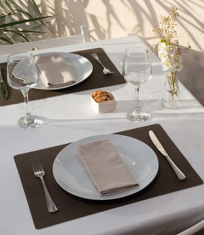 4x Sofia Placemat Moka - 30x43cm - onderlegger - tafeldecoratie - tafel dekken - Linen look