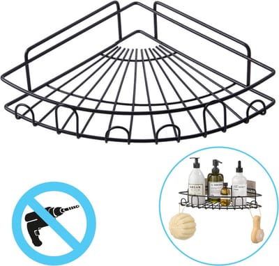 Sanics® Zelfklevend Doucherek - Douchemand Zonder Boren - Zuignappen - Keukenrek - Zwart
