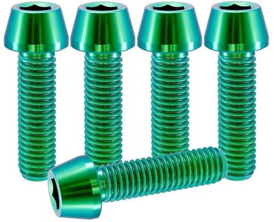 RISON-Titanium Fietsstuurpen, titanium schroeven, M8 x 1,25 x 15 mm, 5 stuks schroeven voor fietsstuurpen, conische kopschroeven, vaste schroeven voor fietsschacht, borgschroef voor MTB/racefiets