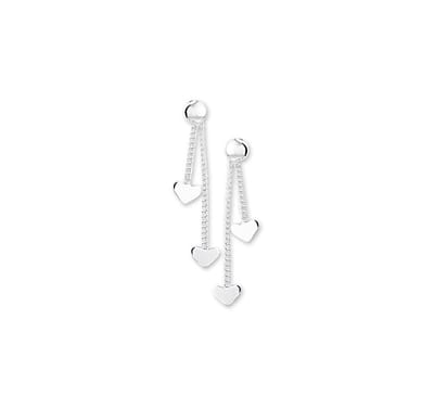 YO&NO - Oorbellen - Zilver - Oorhangers - Hart - Steker -  25mm - 4,3mm - Kinderen - Zilver 925