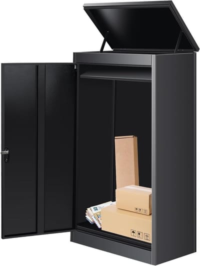 Pakketdoos voor buiten - Bezorgbox brievenbus - Veilig pakketten ontvangen - Anti-diefstal ontwerp - 127 cm hoog - Zwart