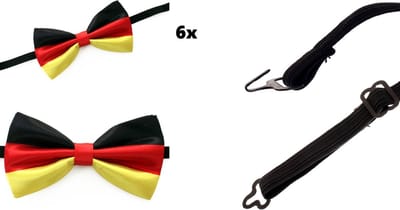 6x Luxe Vlinderstrik Duitse vlag - Strik verstelbaar - Landen Duitsland festival thema feest party