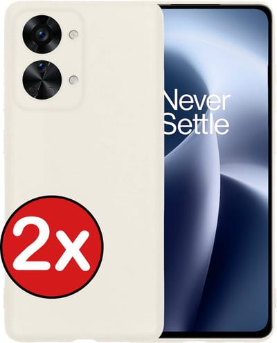 Hoesje - 2 Stuks - Geschikt voor OnePlus Nord 2T - Sterk & Shockproof - Telefoonhoes - Back Cover - Case Siliconen - Telefoon Hoes - Wit