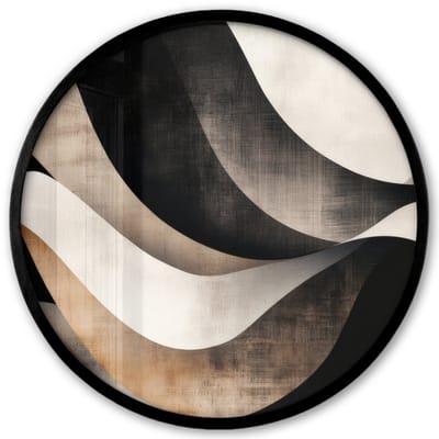 Poster in lijst Rond - Fotolijst 40x40 cm - Posters - Abstract - Golven - Zwart - Verweerd - Ronde posterlijst zwart - Decoratie - Wanddecoratie woonkamer - Muurdecoratie slaapkamer