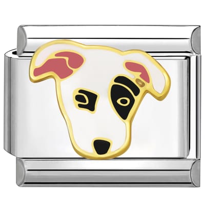 Quiges - Schakel - Bedel - 9mm - charms - hond Jack Russell - Geschikt voor - armband - Schakelarmband - italy bedels armband