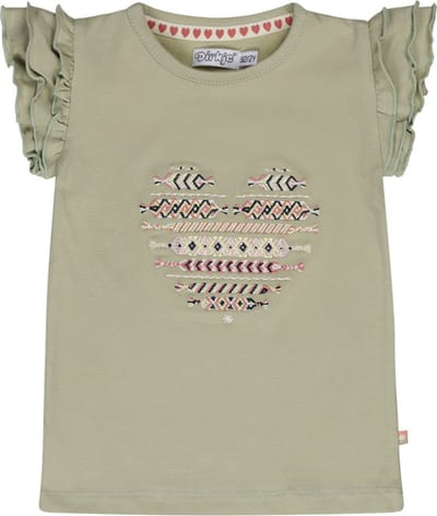 Dirkje T-Shirt Korte Mouw Heart Dusty Green 56