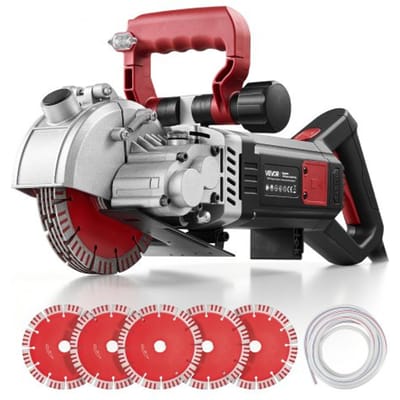 VEVOR 5000W Muurfrees met Laser, Elektrische Sleuffrees inclusief 5 Diamantslijpschijven 160x22,2x2,5mm, 5460 RPM Sleuffrees met Max. 40mm groefbreedte & 50mm groefdiepte, Muurfrees voor Bouwplaatsen