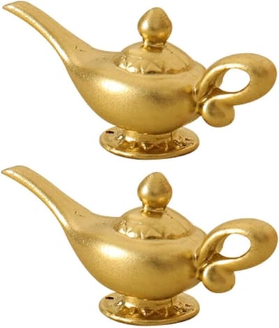 Miniatuur Genie Lamp - Aladdin Accessoires - Poppenhuis Decoratie - Set van 2 stuks - 1:12 Schaal - Goudkleurig