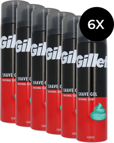 Gillette Men Original Scent Shaving Gel - 6 x 200 ml