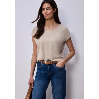 Shirt met overhangende schouders in linnenlook
