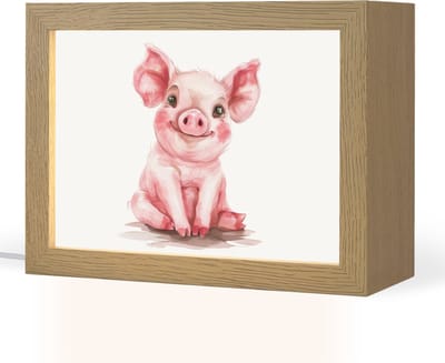 Nachtlampje 20x15 cm - Kinder lampje - Varken - Roze - Baby dier - Boerderij dieren - Tafellamp kinderkamer - Slaapkamer lamp - Bedlamp kinderen - Kinderlampje stopcontact - Wandlamp babykamer - Nachtlampjes
