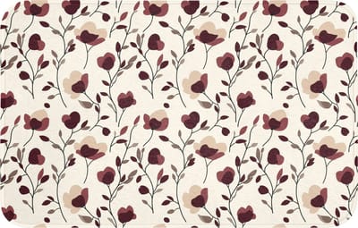 WC mat 80x50 cm - Antislip - Bloemen - Botanisch - Bordeaux - Toiletmat - Vloermat - Douchemat - Toilet tapijt - Toiletmatten