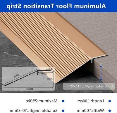 Vloer overgangsstrip voor deuren, ideale oplossing voor drempels en hoogteverschillen tussen 10-35mm, geschikt voor tegels en laminaat, 1m × 10cm