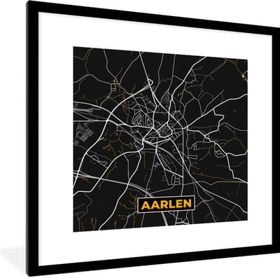 Fotolijst incl. Poster - Aarlen - Plattegrond - Goud - Kaart - Stadskaart - 40x40 cm - Posterlijst