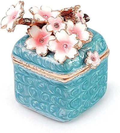 Sieradendoos Vintage - Opbergdoosje Decoratief - Sieraden Opbergen - Handbeschilderd Bloemenontwerp - 1.0 Stuks - Roze